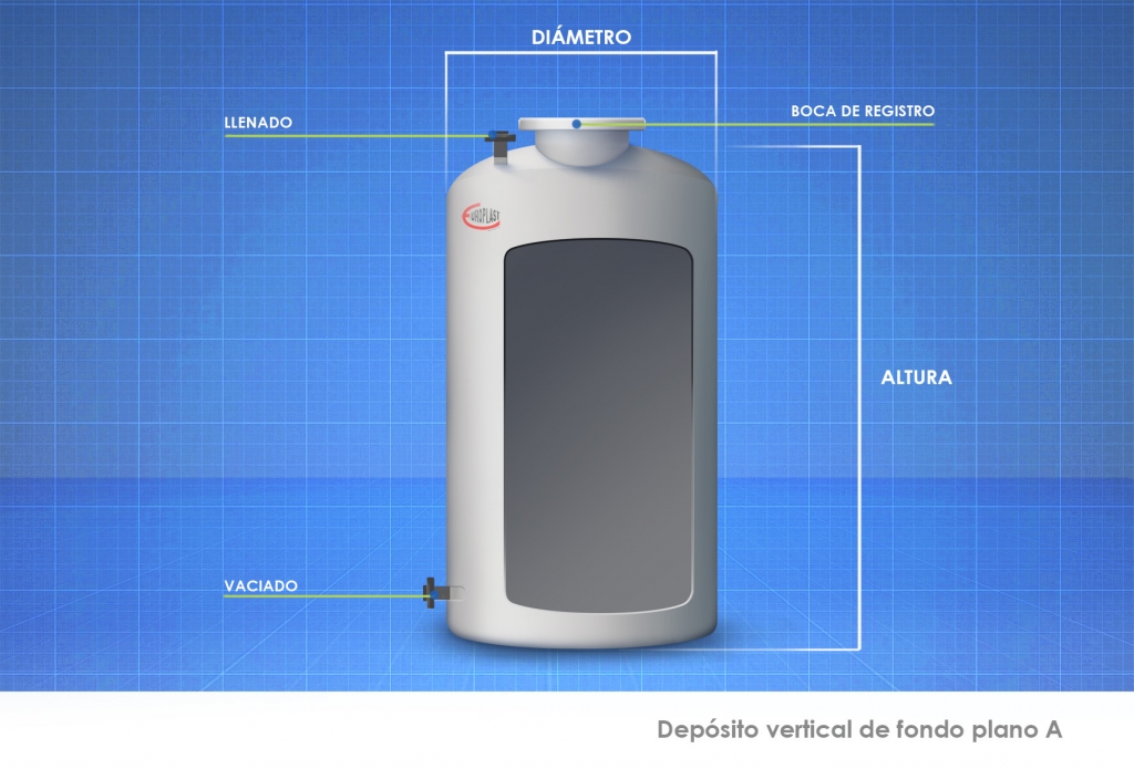 Deposito de Poliester para agua cilindrico vertical 1000 L - Soutelana